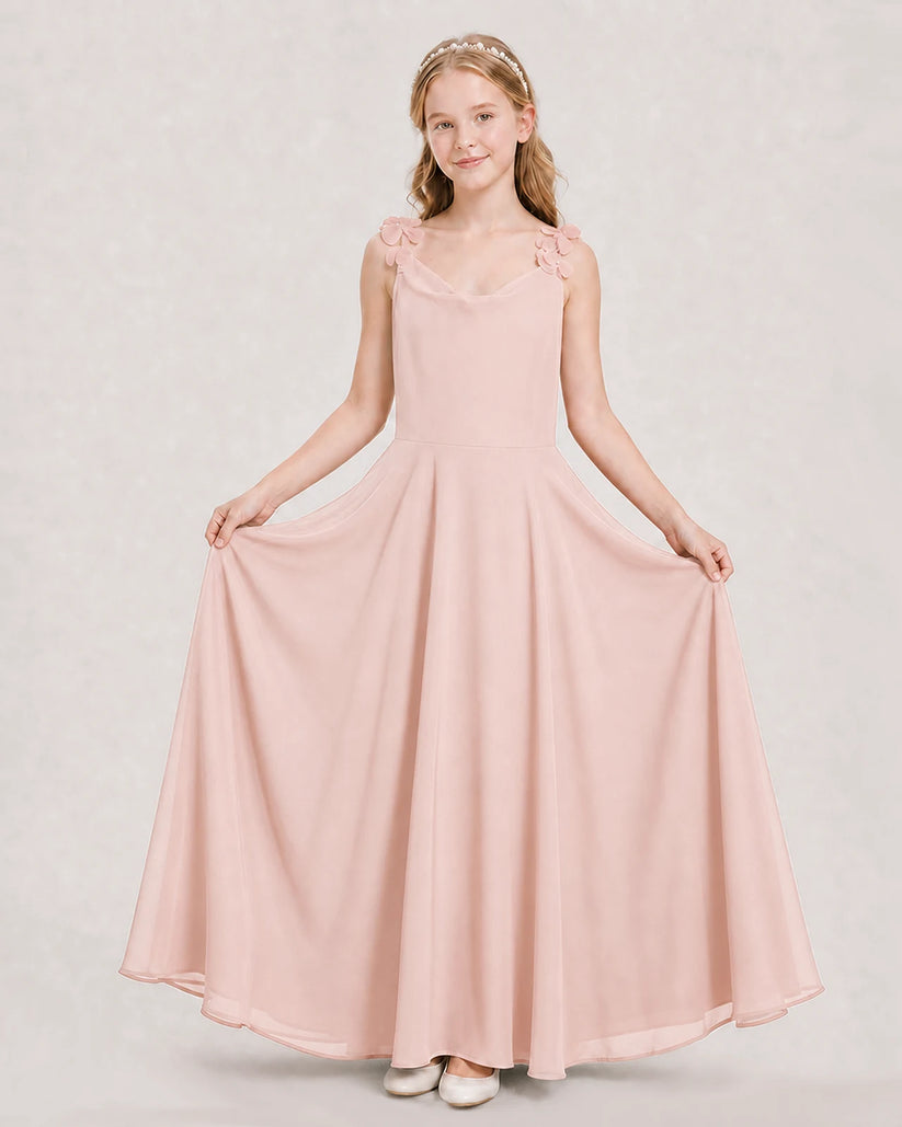 Blush Pink Ball Gown Junior Bridesmaid Dress Hem
