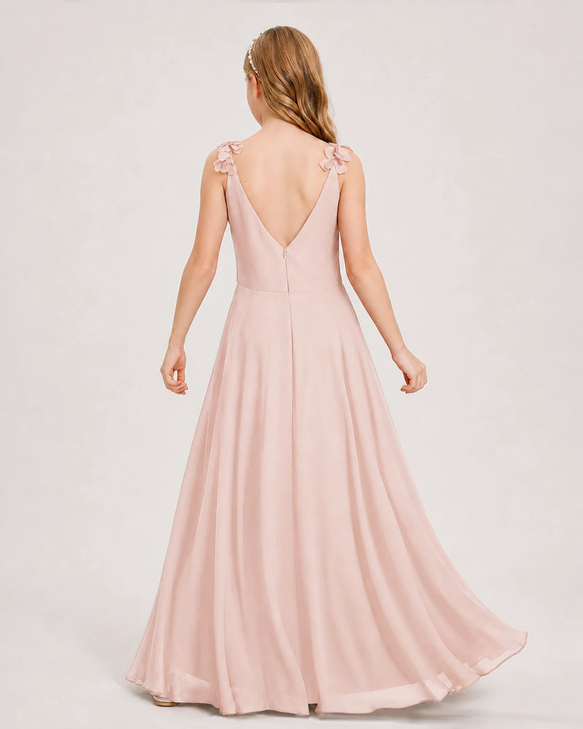 Blush Pink Ball Gown Junior Bridesmaid Dress Back