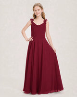 Burgundy Ball Gown Junior Bridesmaid Dress Front