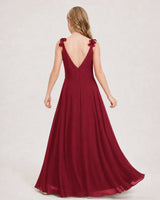 Burgundy Ball Gown Junior Bridesmaid Dress Back