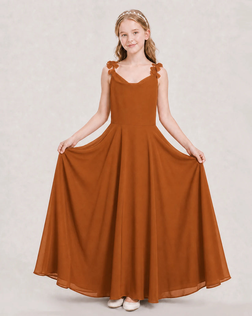 Burnt Orange Ball Gown Junior Bridesmaid Dress Hem