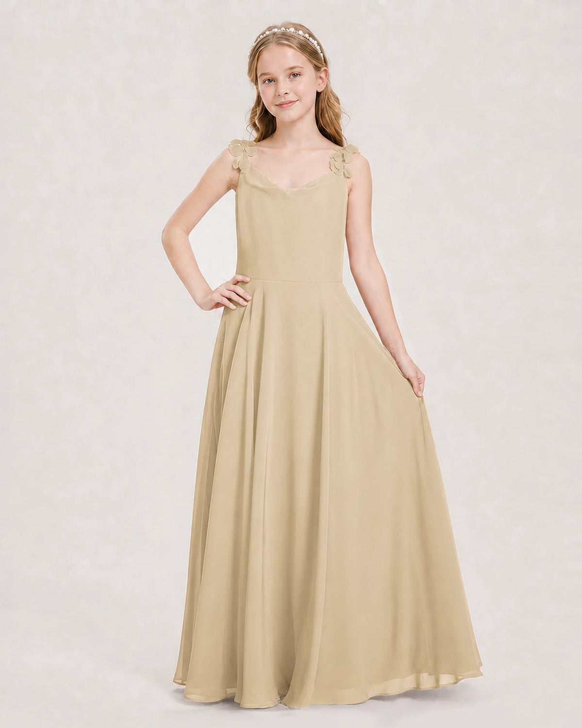 Champagne Ball Gown Junior Bridesmaid Dress Front