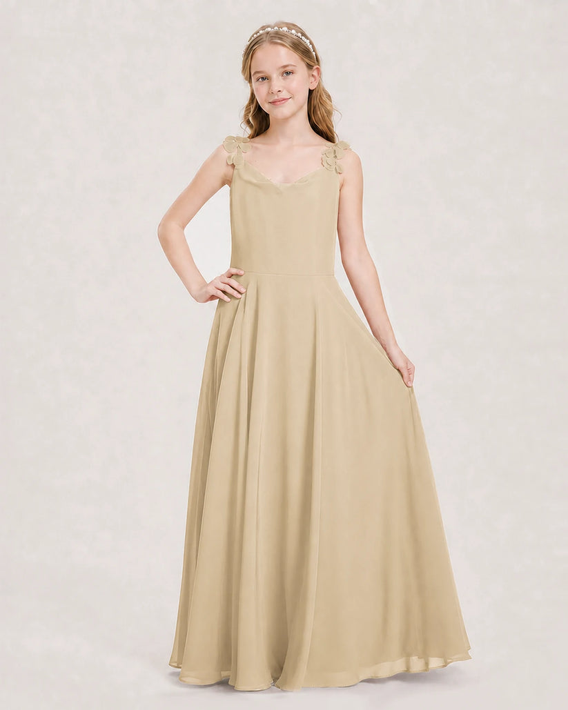 Champagne Ball Gown Junior Bridesmaid Dress Front