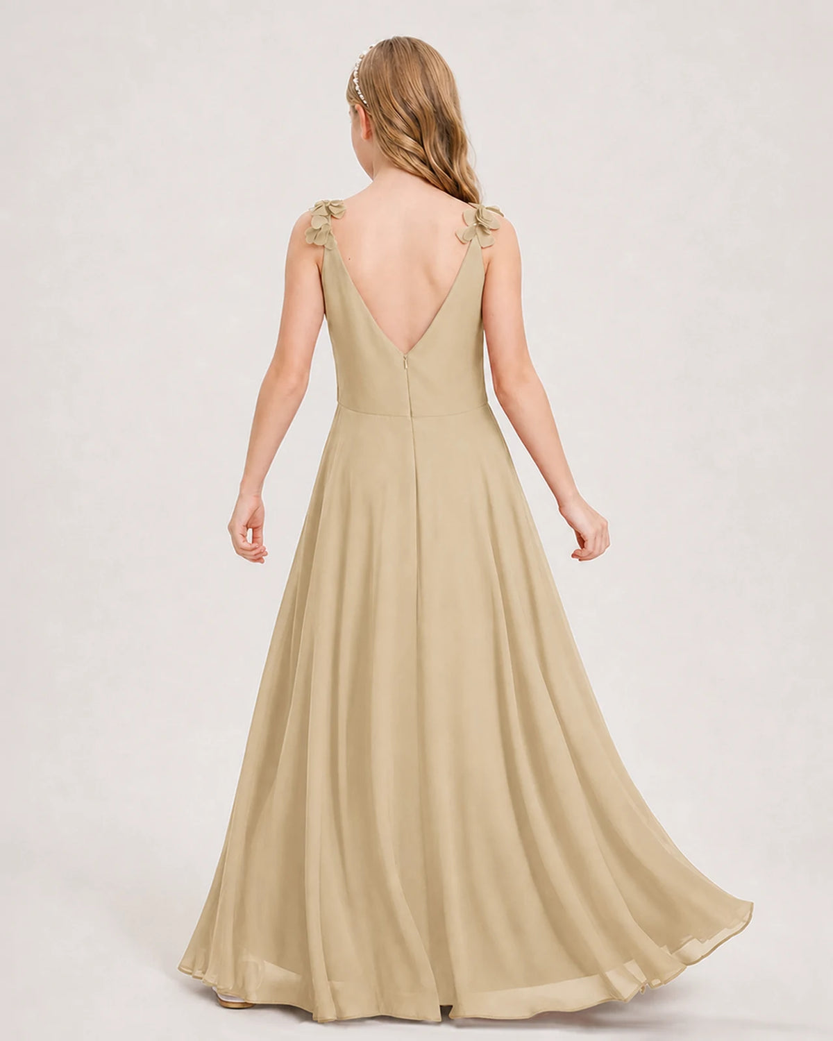 Champagne Ball Gown Junior Bridesmaid Dress Back