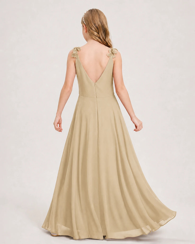 Champagne Ball Gown Junior Bridesmaid Dress Back
