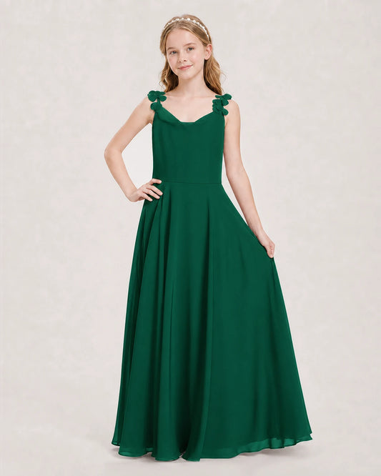 Dark Green Ball Gown Junior Bridesmaid Dress Front