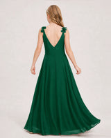 Dark Green Ball Gown Junior Bridesmaid Dress Back