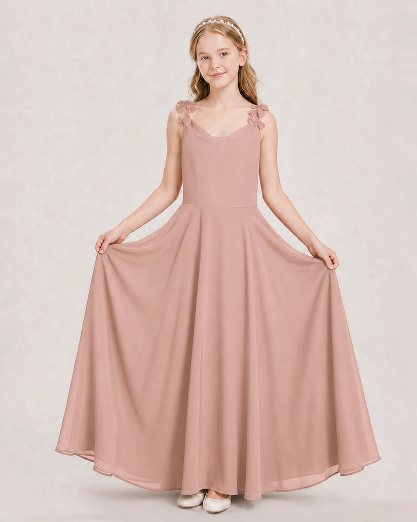 Dusty Rose Ball Gown Junior Bridesmaid Dress Hem