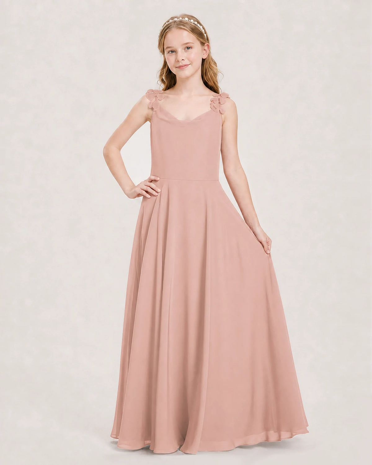 Dusty Rose Ball Gown Junior Bridesmaid Dress Front