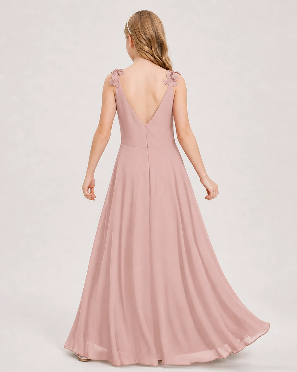 Dusty Rose Ball Gown Junior Bridesmaid Dress Back