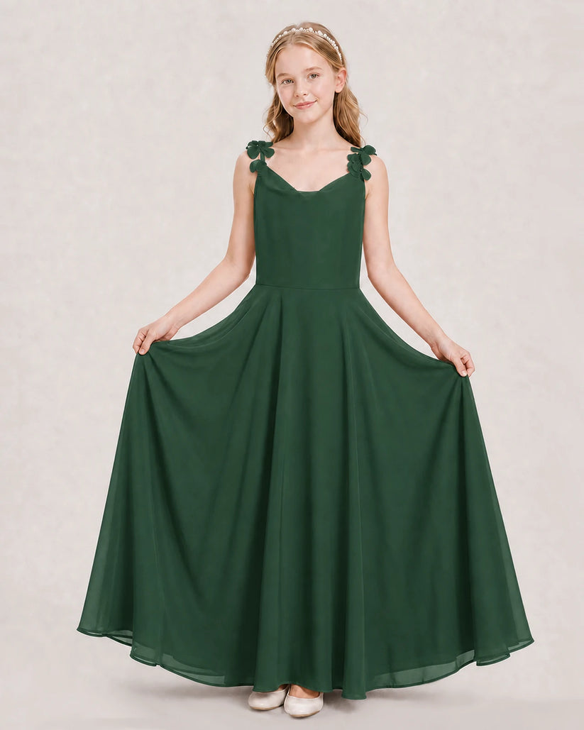 Emerald Green Ball Gown Junior Bridesmaid Dress Hem
