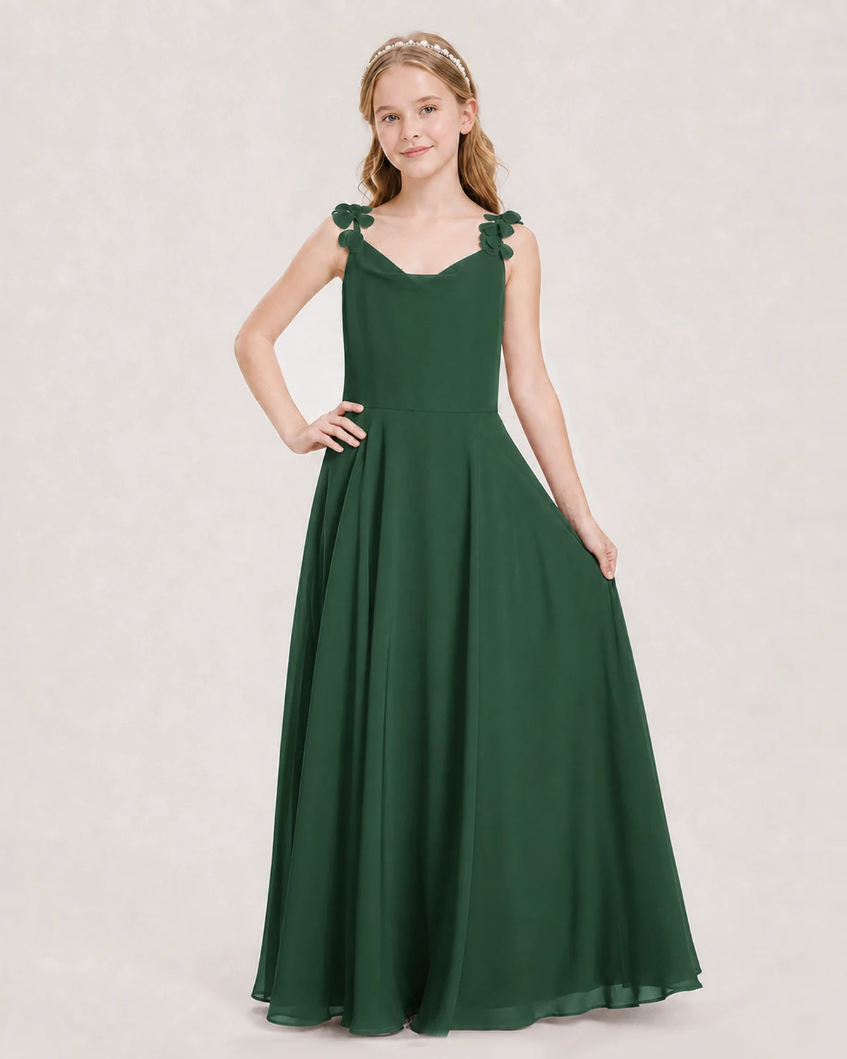 Emerald Green Ball Gown Junior Bridesmaid Dress Front