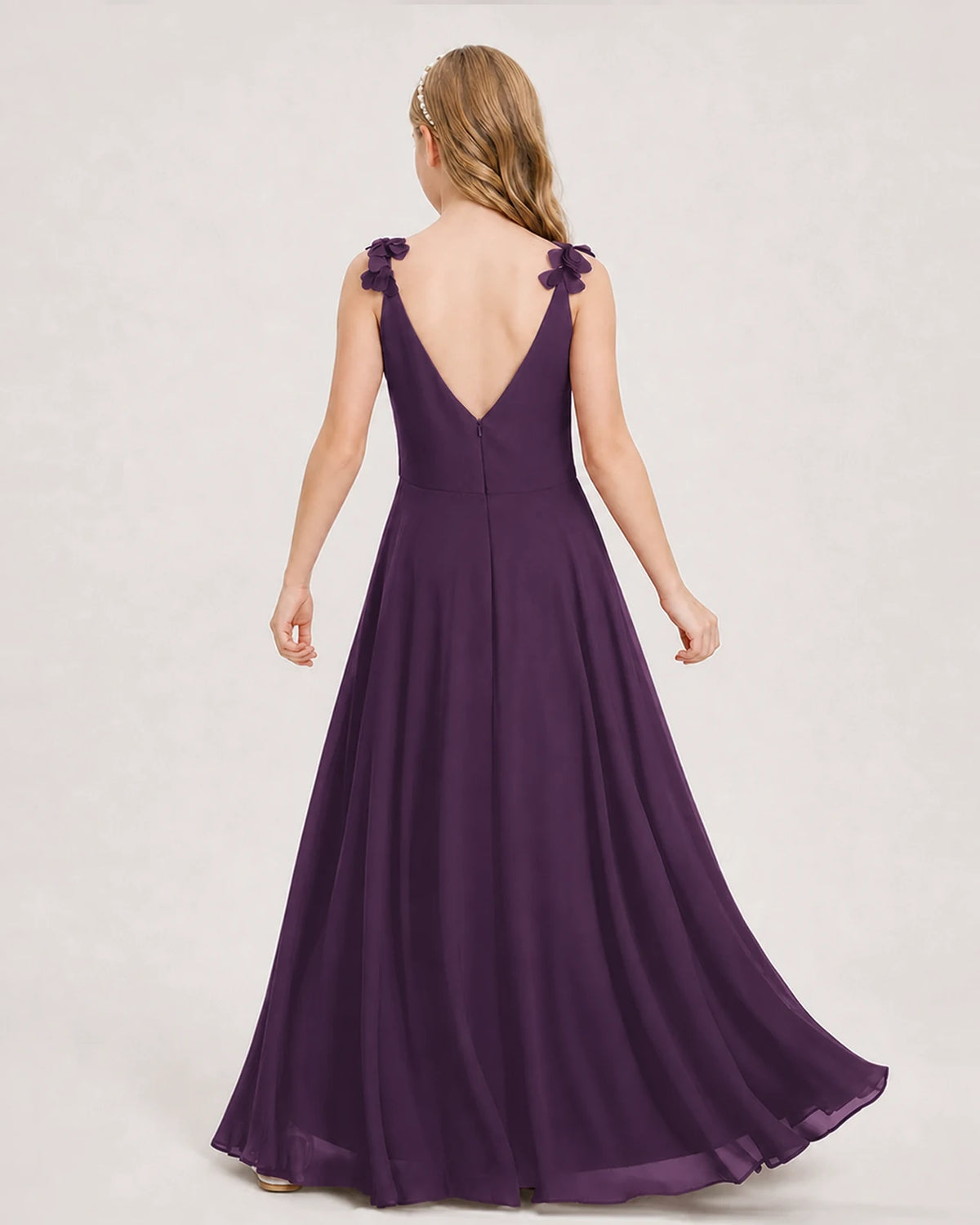 Grape Ball Gown Junior Bridesmaid Dress Back