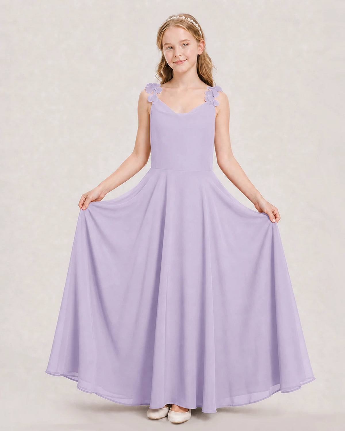Lavender Ball Gown Junior Bridesmaid Dress Hem