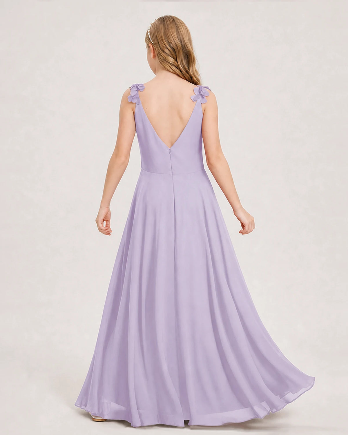Lavender Ball Gown Junior Bridesmaid Dress Back
