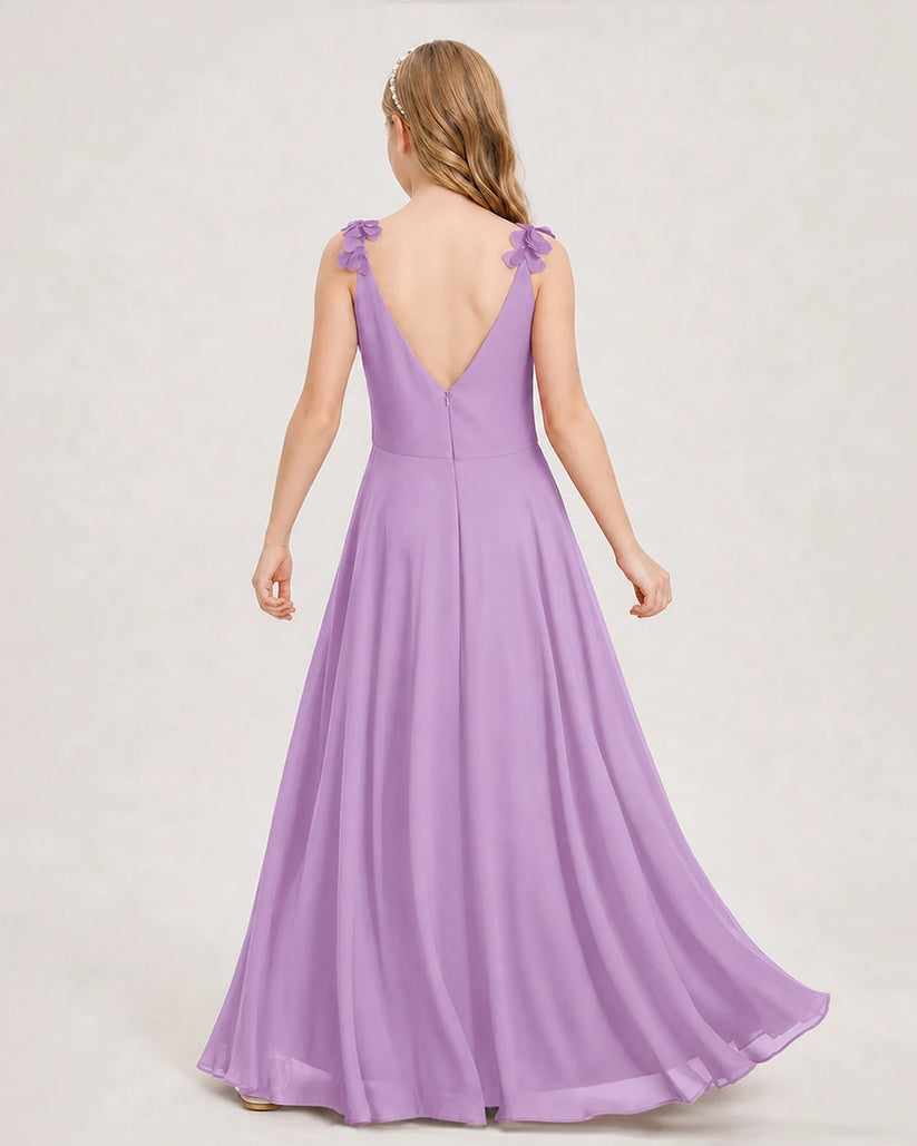 Lilac Ball Gown Junior Bridesmaid Dress Back