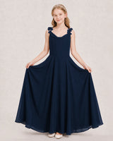Navy Blue Ball Gown Junior Bridesmaid Dress Hem