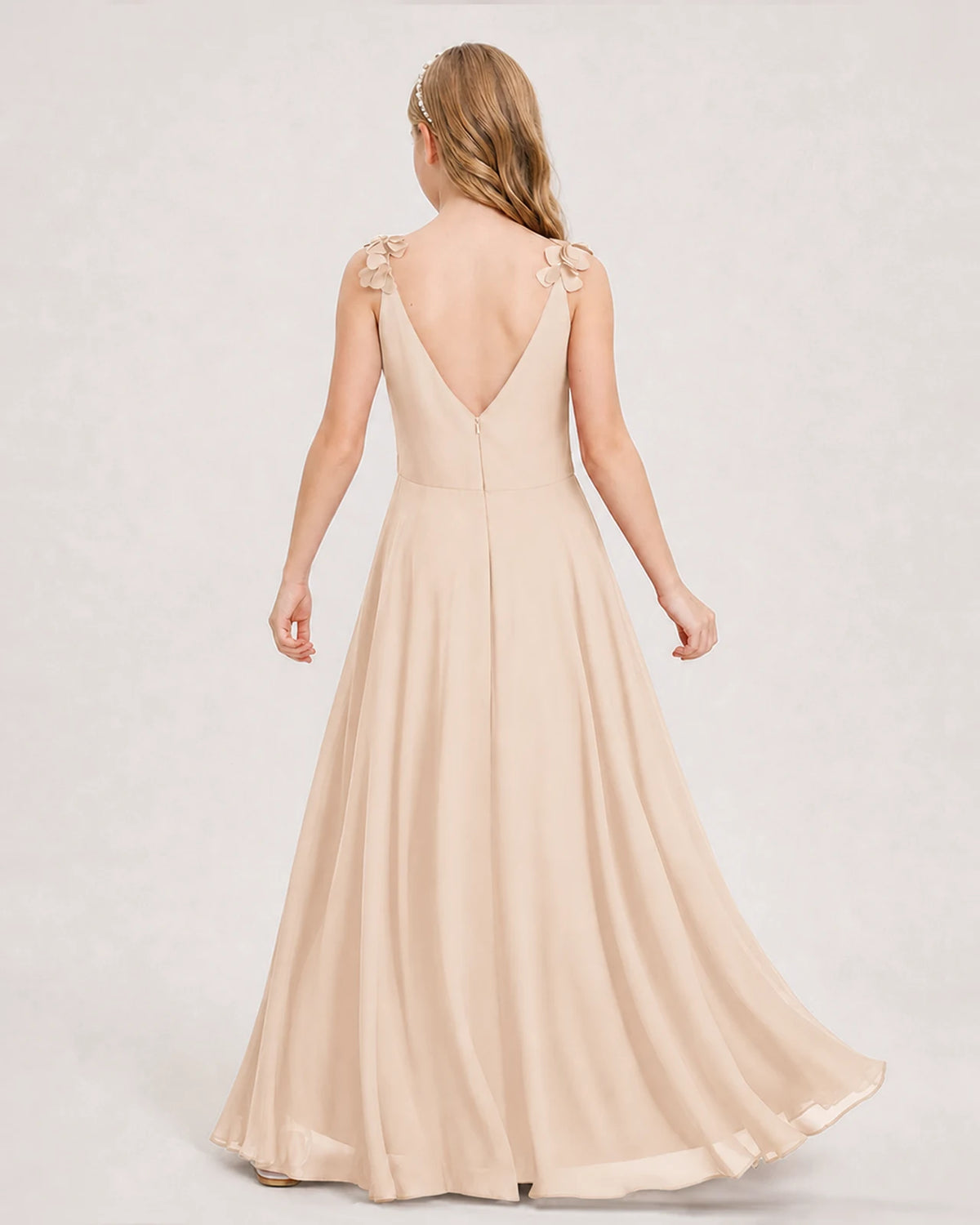 Peach Ball Gown Junior Bridesmaid Dress Back