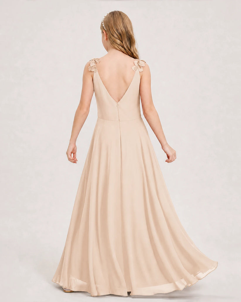Peach Ball Gown Junior Bridesmaid Dress Back