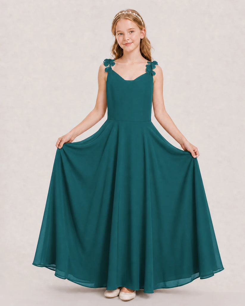 Peacock Ball Gown Junior Bridesmaid Dress Hem