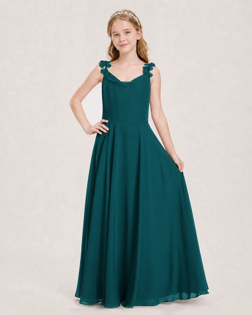 Peacock Ball Gown Junior Bridesmaid Dress Front