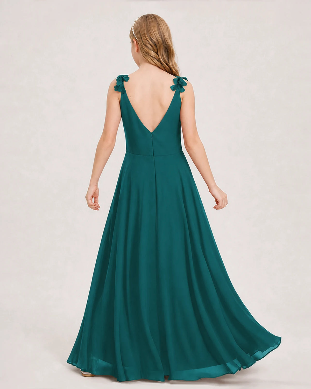 Peacock Ball Gown Junior Bridesmaid Dress Back
