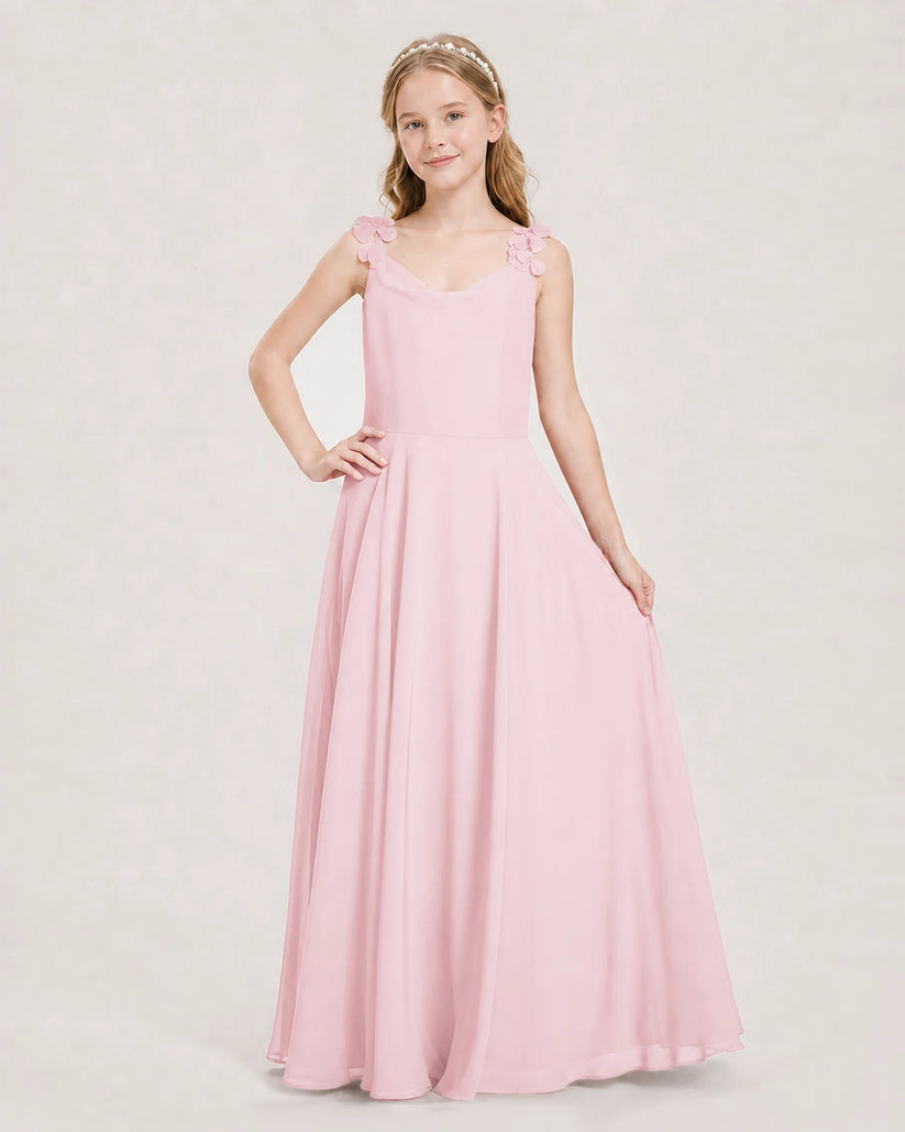 Pink Ball Gown Junior Bridesmaid Dress Front