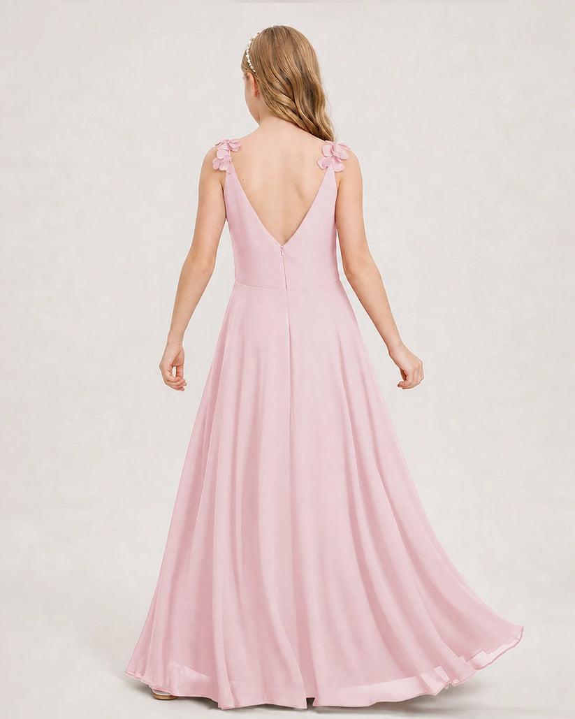 Pink Ball Gown Junior Bridesmaid Dress Back