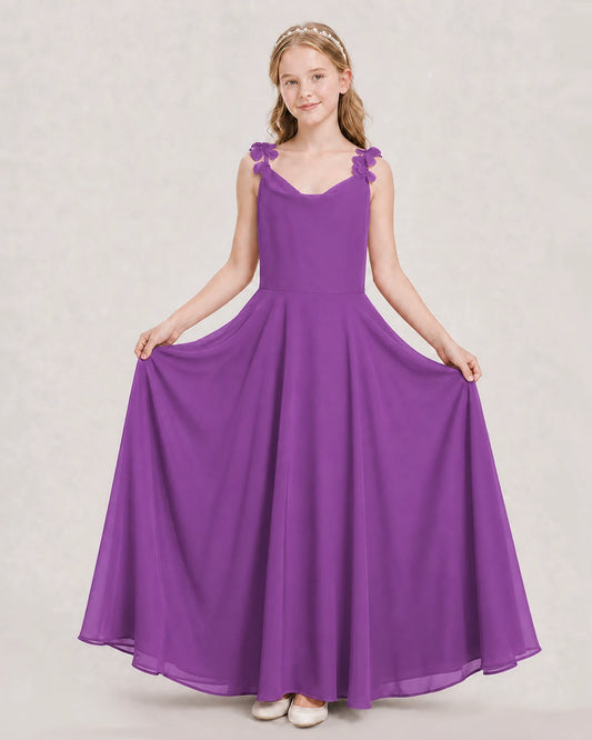 Purple Ball Gown Junior Bridesmaid Dress Hem