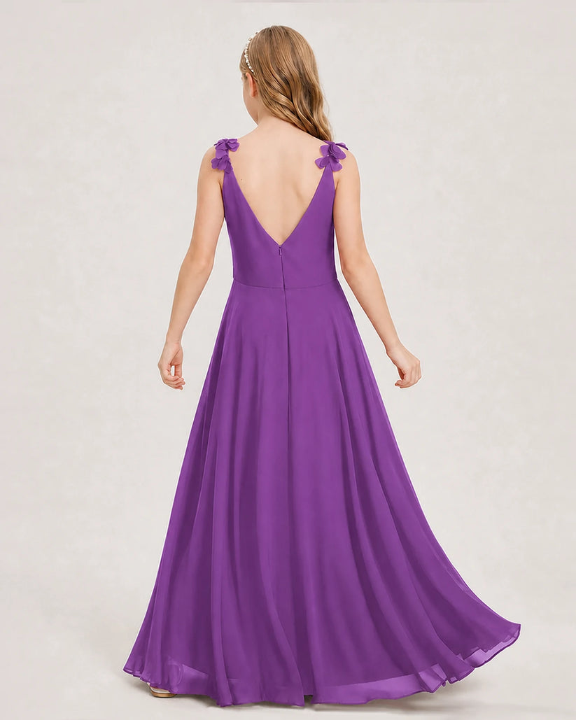 Purple Ball Gown Junior Bridesmaid Dress Back