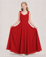Red Ball Gown Junior Bridesmaid Dress Hem
