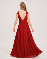 Red Ball Gown Junior Bridesmaid Dress Back
