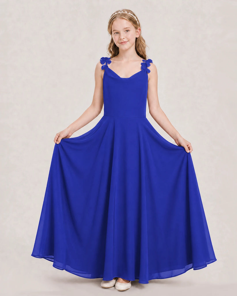 Royal Blue Ball Gown Junior Bridesmaid Dress Hem
