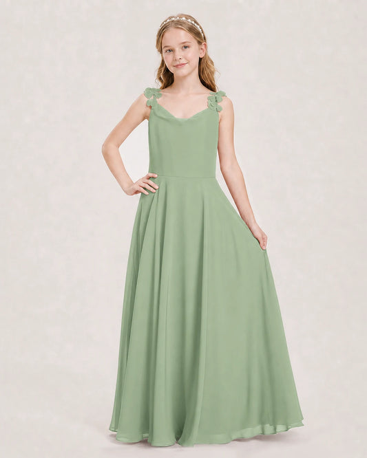 Sage Green Ball Gown Junior Bridesmaid Dress Front