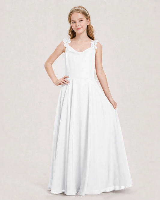White Ball Gown Junior Bridesmaid Dress Front