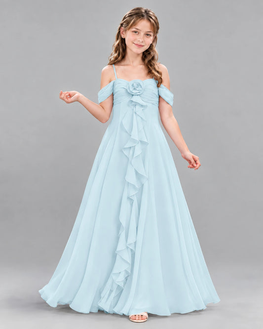 Baby Blue Ball Gown Junior Bridesmaid Dress Front