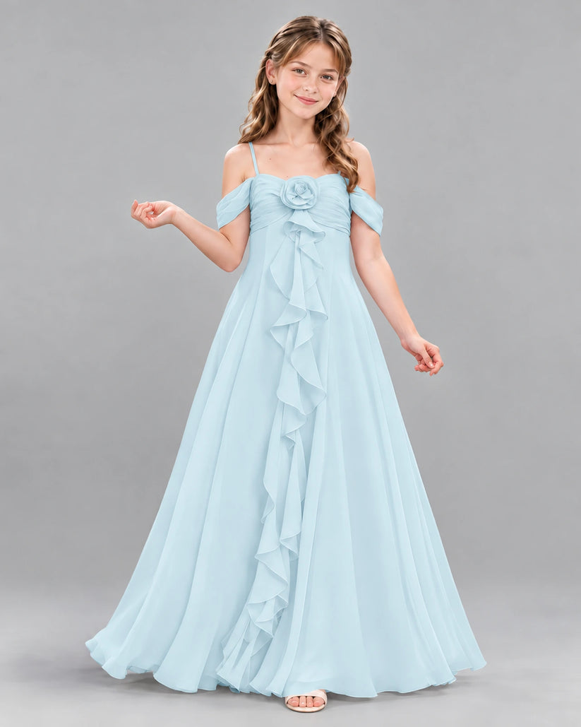Baby Blue Ball Gown Junior Bridesmaid Dress Front