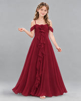 Burgundy Ball Gown Junior Bridesmaid Dress Front