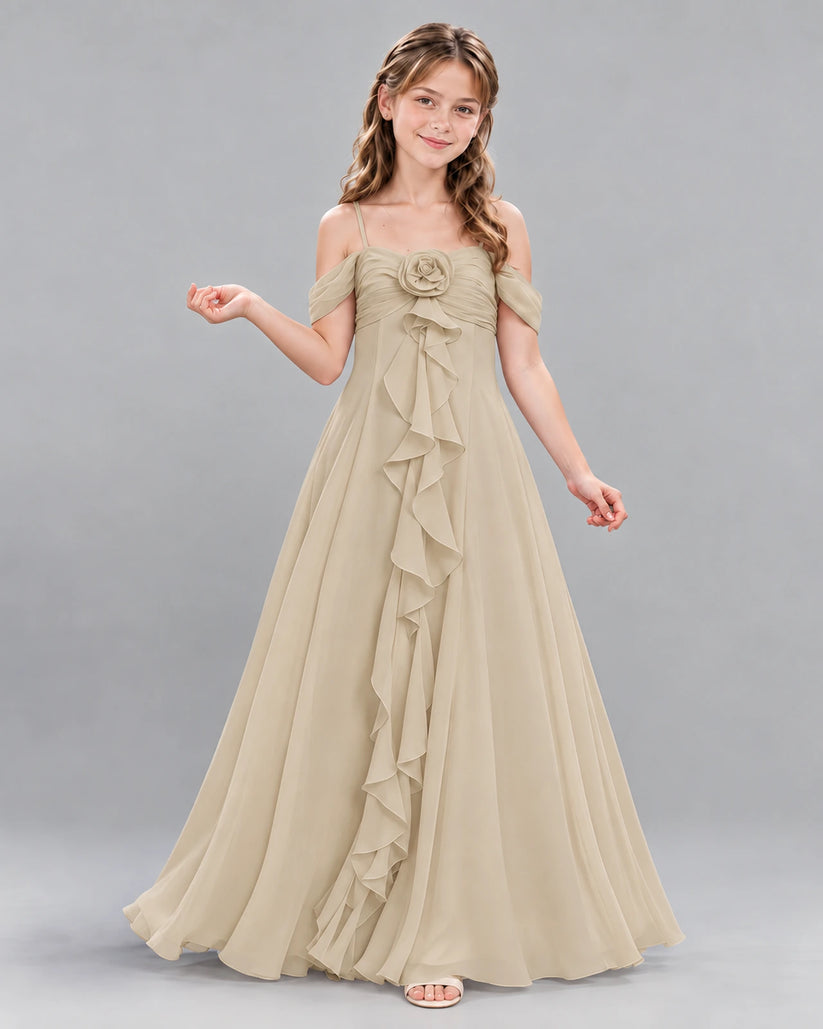 Champagne Ball Gown Junior Bridesmaid Dress Front
