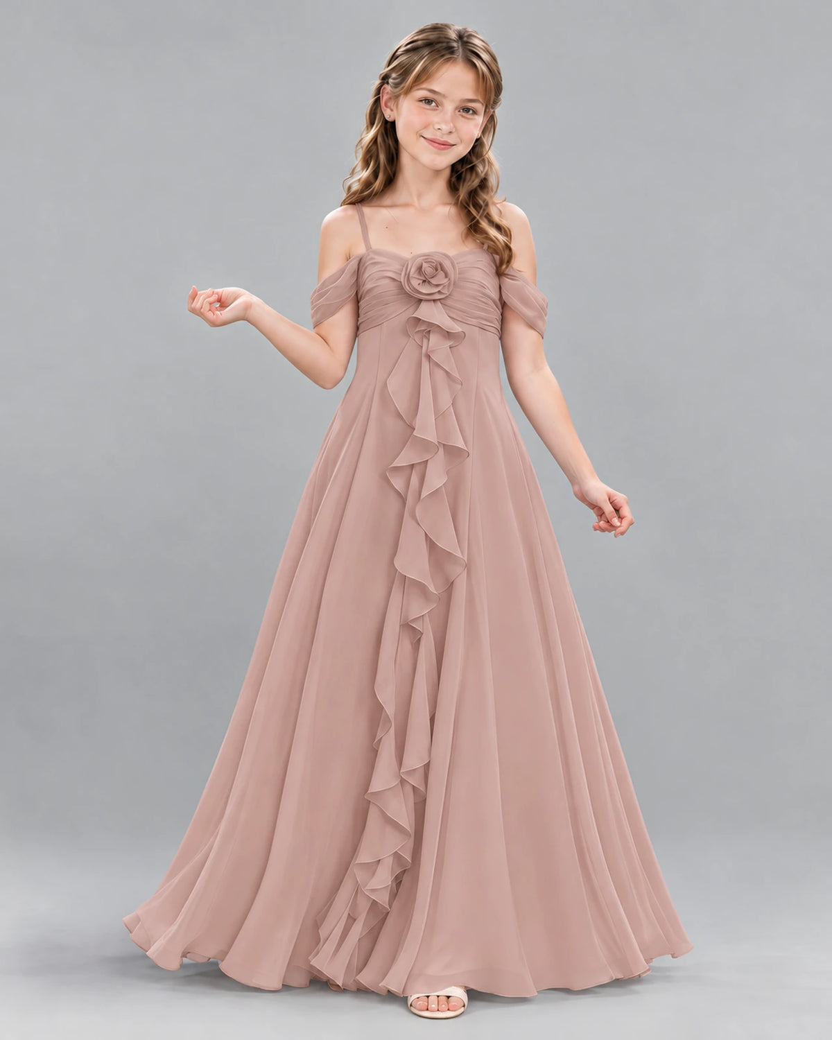 Dusty Rose Ball Gown Junior Bridesmaid Dress Front