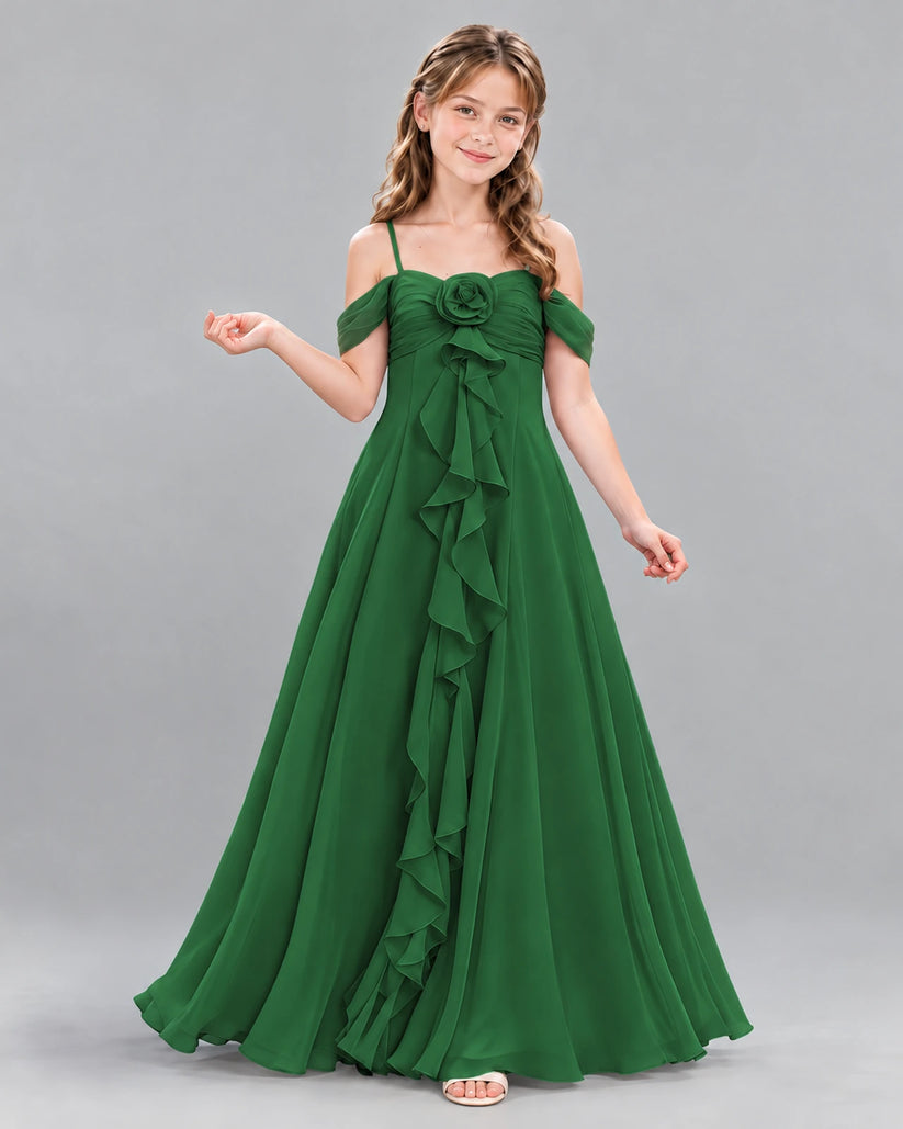Emerald Green Ball Gown Junior Bridesmaid Dress Front