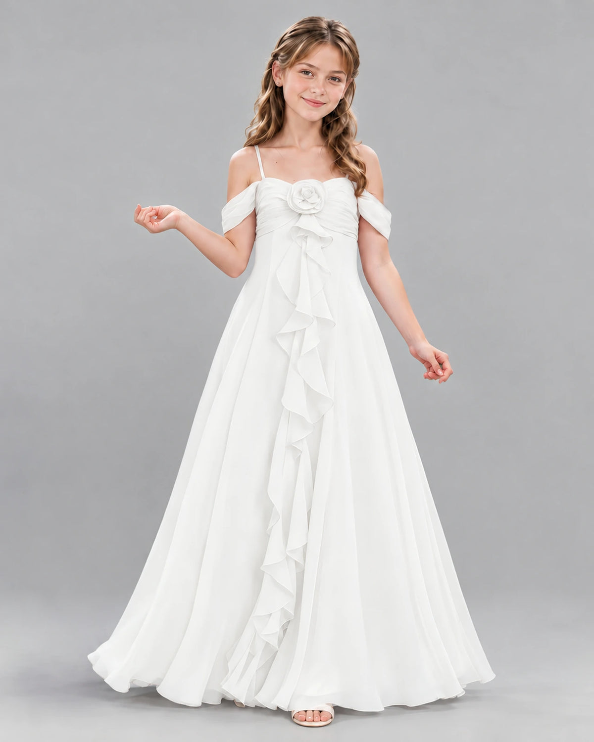 Ivory Ball Gown Junior Bridesmaid Dress Front