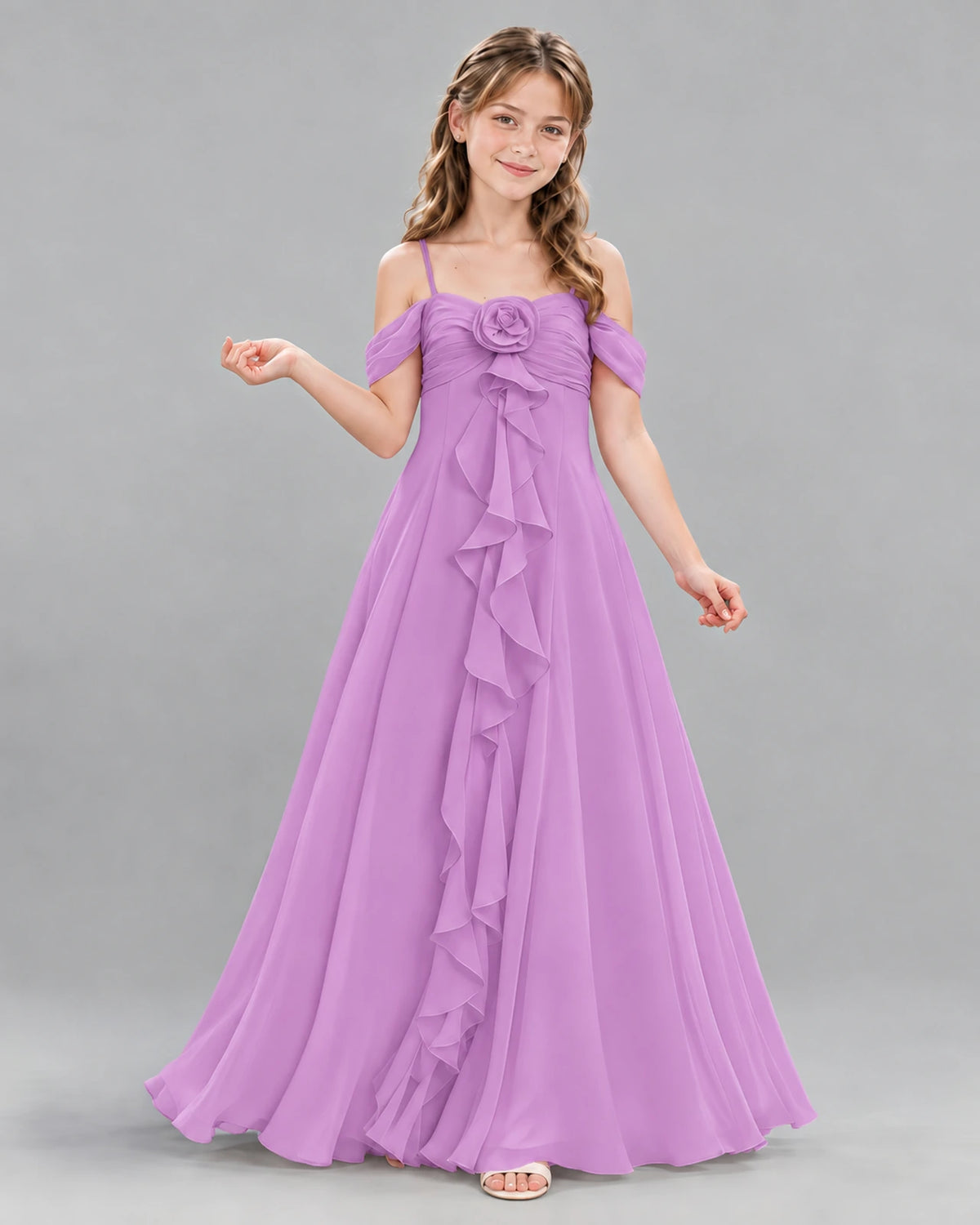 Lilac Ball Gown Junior Bridesmaid Dress Front