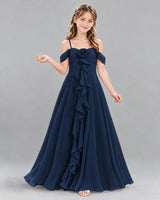 Navy Blue Ball Gown Junior Bridesmaid Dress Front
