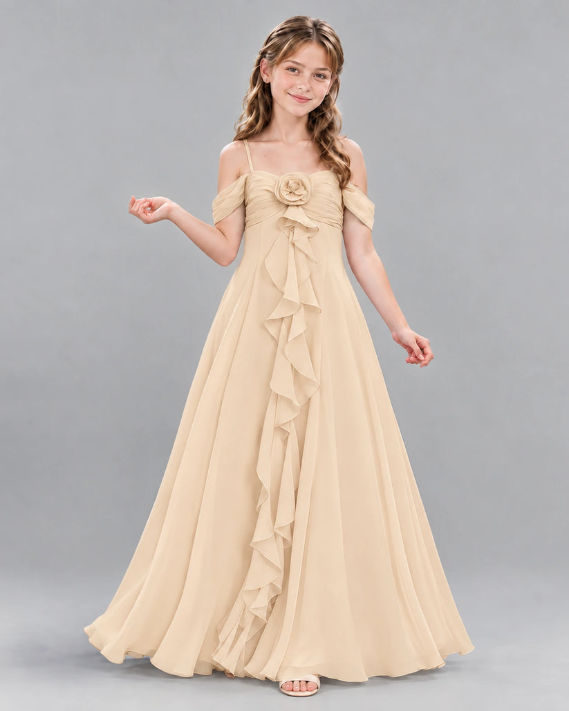 Peach Ball Gown Junior Bridesmaid Dress Front