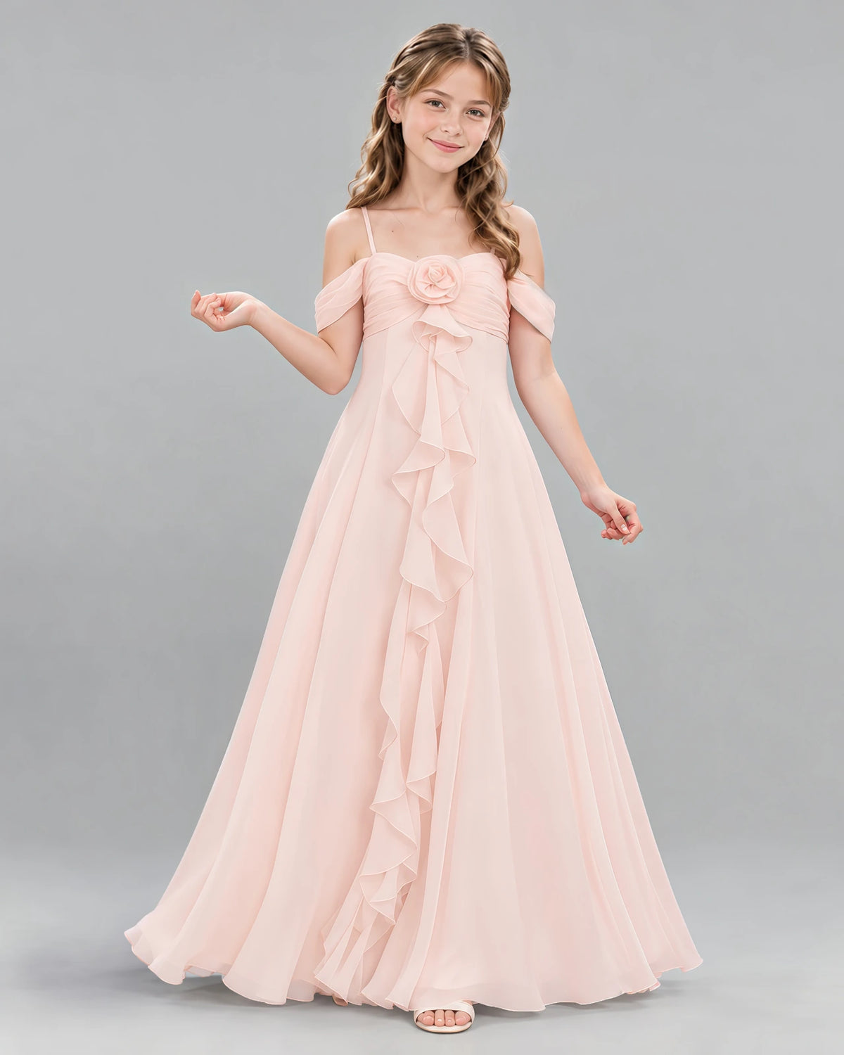 Pink Ball Gown Junior Bridesmaid Dress Front