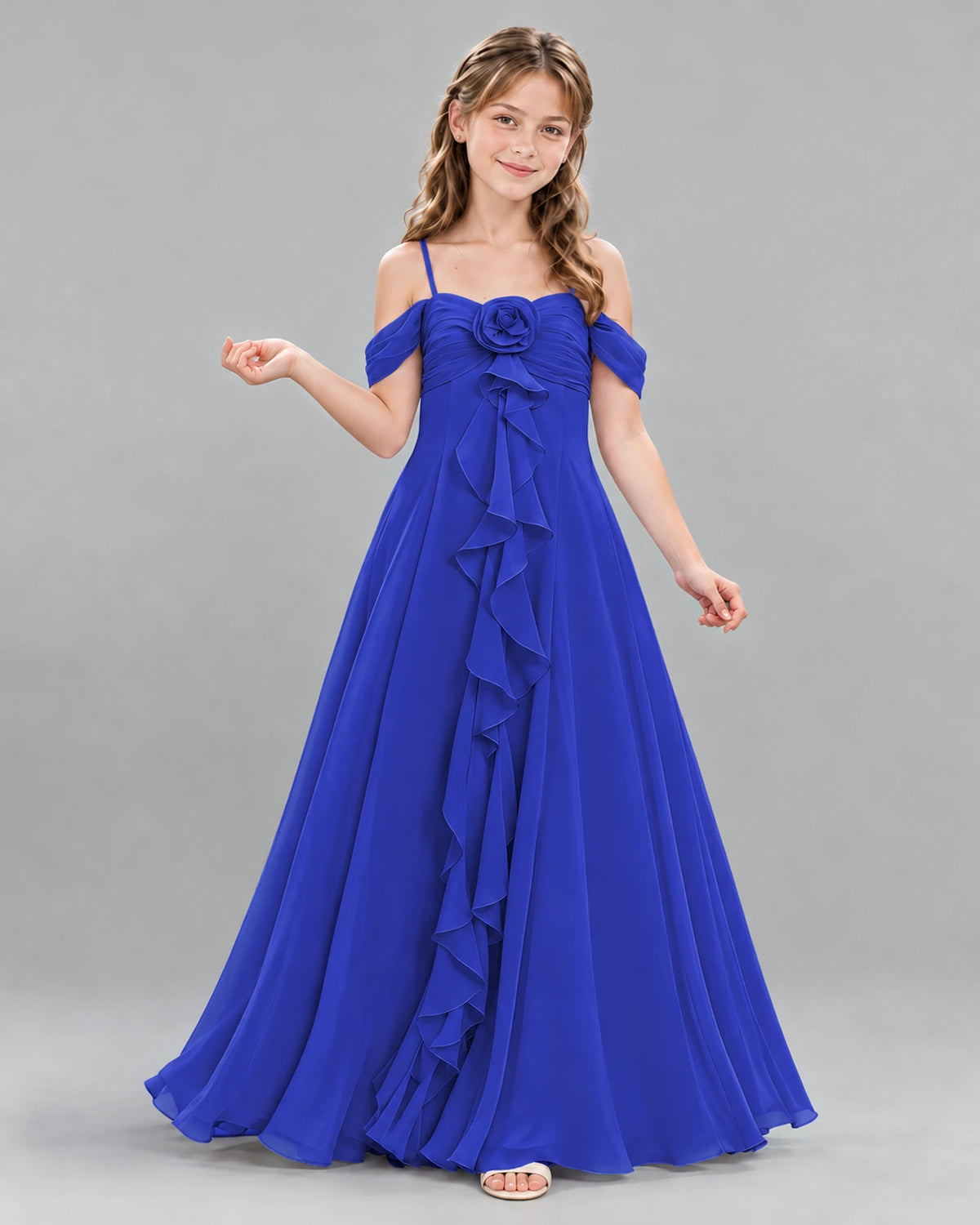 Royal Blue Ball Gown Junior Bridesmaid Dress Front