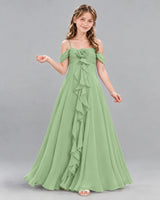 Sage Green Ball Gown Junior Bridesmaid Dress Front