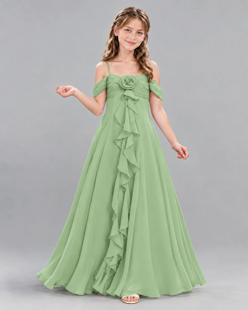 Sage Green Ball Gown Junior Bridesmaid Dress Front