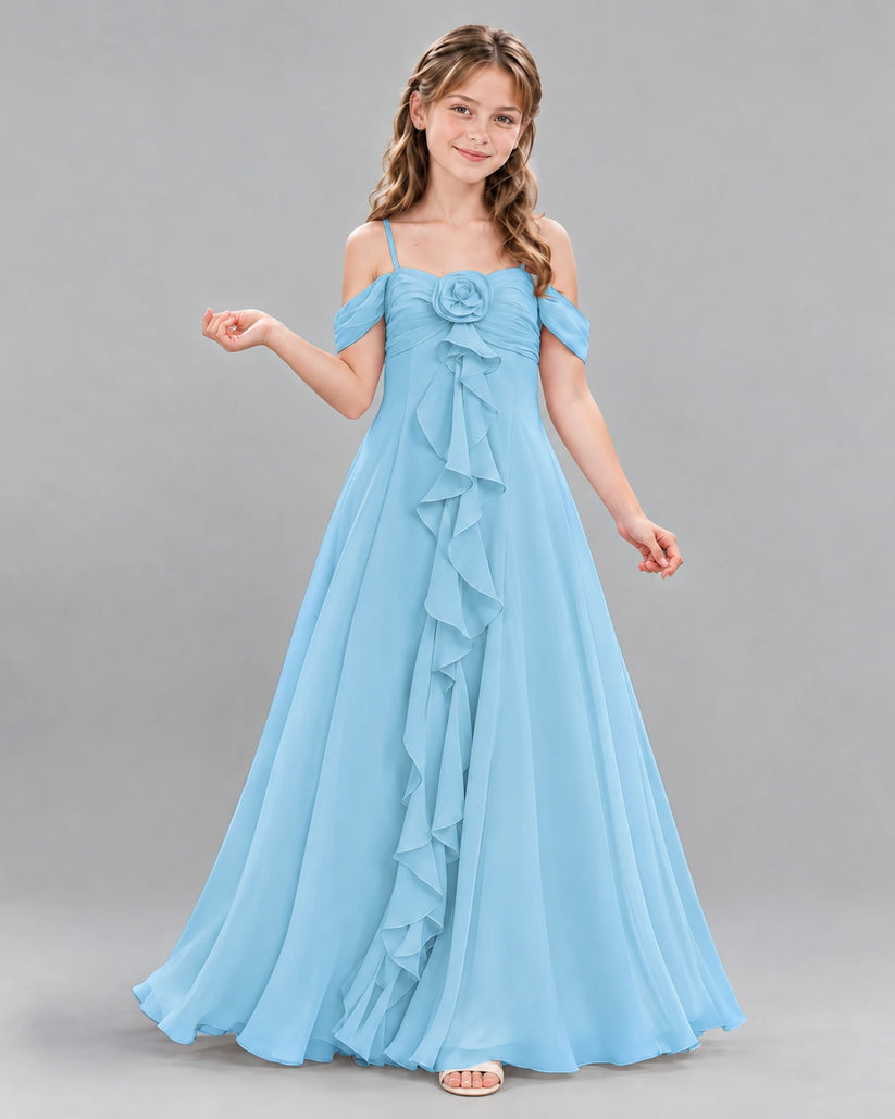 Sky Blue Ball Gown Junior Bridesmaid Dress Front